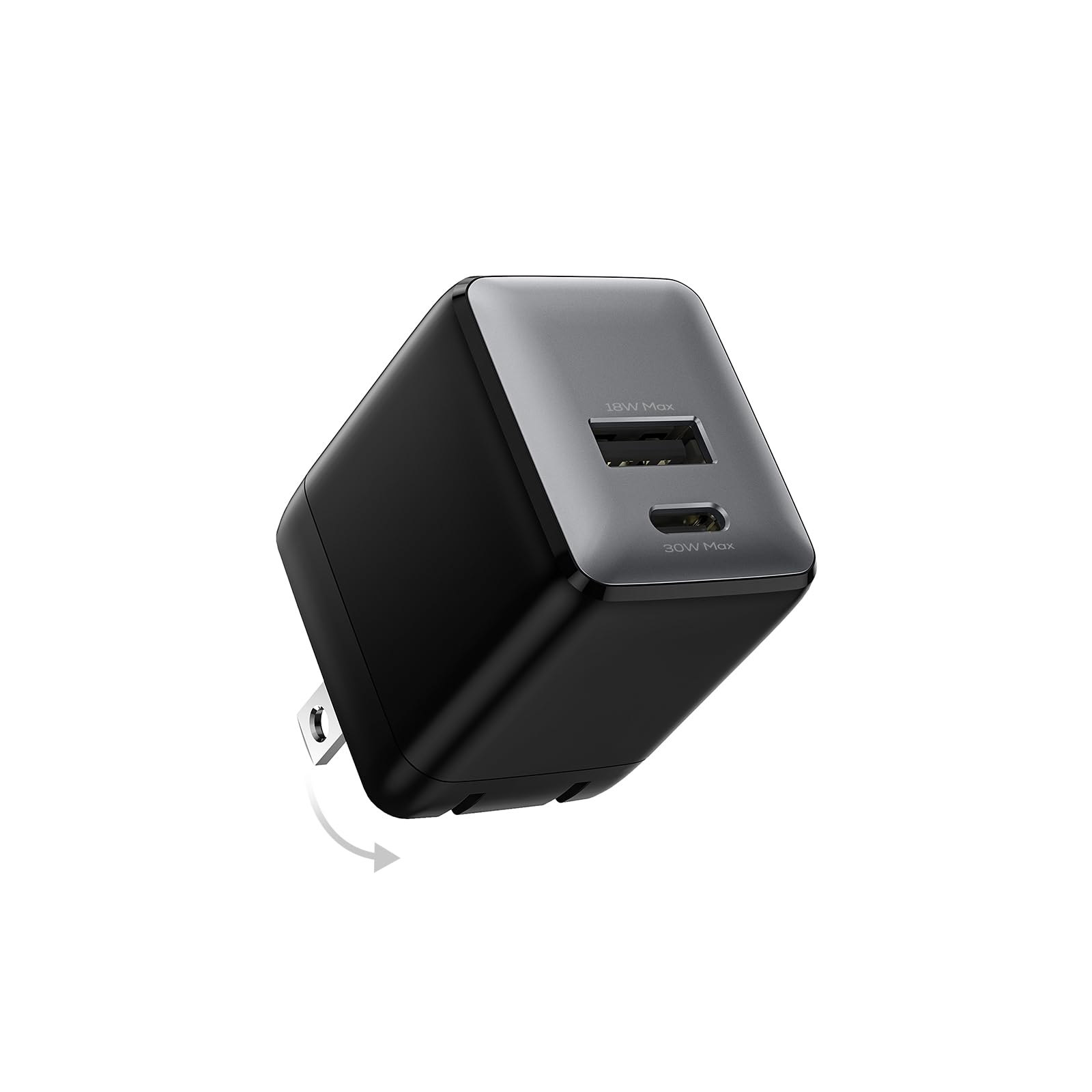 wegear USB C Fast Charging Charger, 30W Dual-Port GaN Nano Charger with Foldable Plug for iPhone 16/15 Series, iPad, Galaxy S24 Ultra and More Series, (Black, 1 Pack)