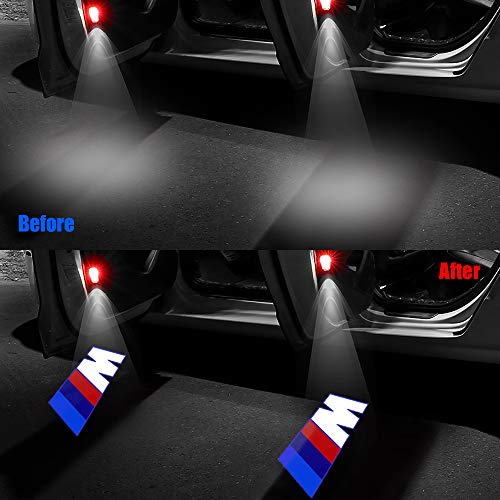 Car Door Light Logo Projector Lighting, 4 Pcs LED Car Ghost Shadow Welcome Lights East Installtion for BMW M 3 5 6 7 X Z GT Mini Series