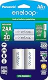 Panasonic K-KJS2MCA2BA eneloop C Size Battery Adapters with eneloop AA 2100 Cycle Ni-MH Pre-Charged Rechargeable Batteries, 2 Pack with 2 "C" Adapters