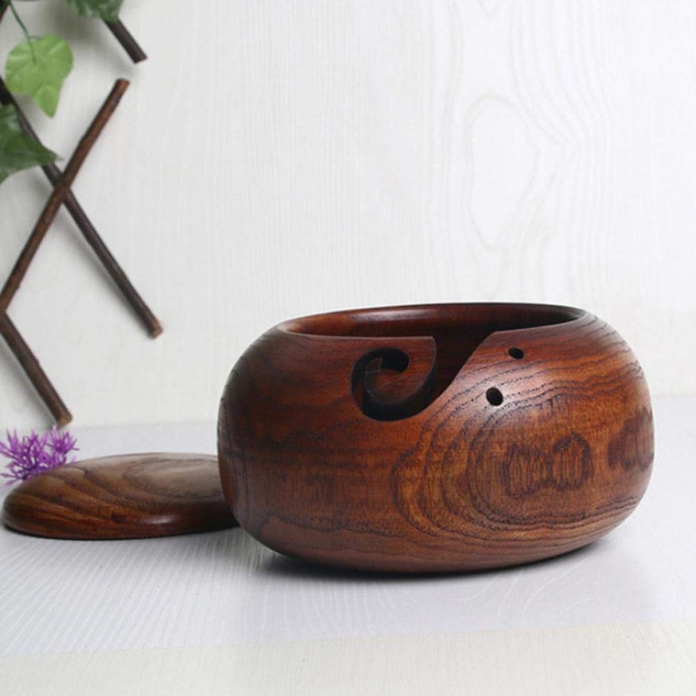 soundwinds Hölzerne Garn Schüssel Wolle Schüssel mit Deckel staubdicht