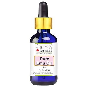 Greenwood Essential Pure Emu Oil (Dromaius Novaehollandiae) with Glass Dropper 100% Natural Therapeutic Grade for Personal Care, 15 ml