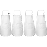 Yaomiao 4 Pack Kids Apron Adjustable Children Apron with Pocket Children Chef Art Smock for Cooking Baking Painting Activity