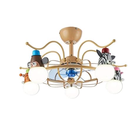 Yd Hcartoon Ceiling Fan Light 30 Inch Macaron Wrought Iron