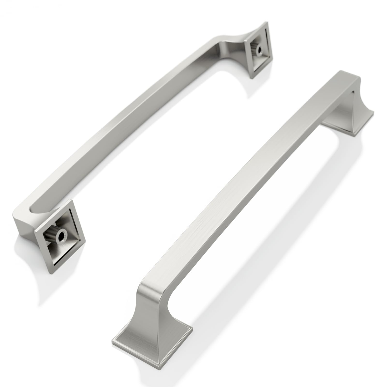 FURNIWARE Pack of 10 Cabinet Handles,Brushed Nickel Hardware Drawer Pulls,Zinc Alloy Kitchen Cabinet Door Handles Pull-160mm(6.3 Inch) Hole Center