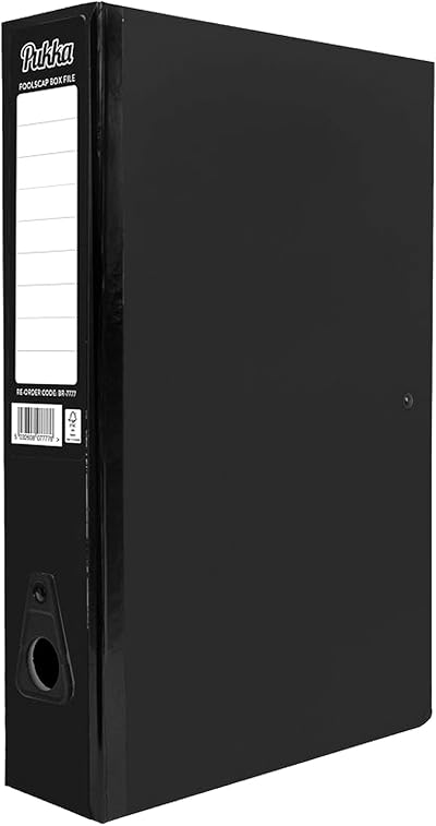 ED Pukka Foolscap A4 Glossy Box Files 70mm Spine Black with Clip Lock