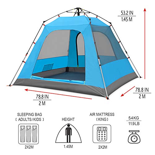 KAZOO Camping Tents 3 Person Waterproof Popup Tents 3 Person Cabin Tent