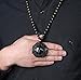 ZTAN Vintage Black Obsidian Necklace Pendant Yingyang Amulet Pendant with Long Adjustable Bead Chain