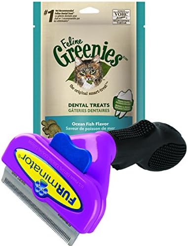 FURminator SHORT HAIR deShedding Tool Brush for LARGE CATS BONUS GREENIES Dental Cat Treats OCEAN FISH 2.5 oz (71g)