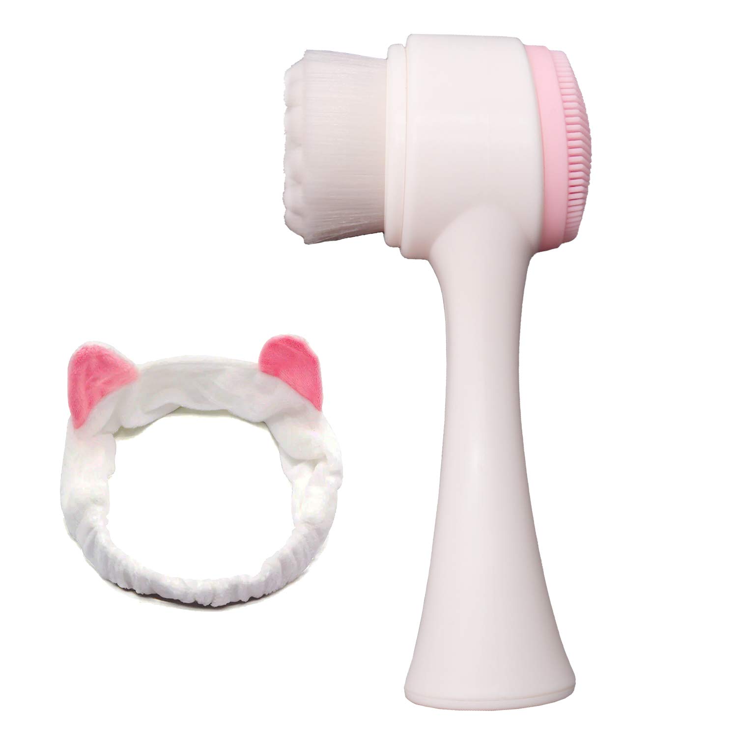 Manual Facial Cleansing Brush, YUSONG Exfaliating Facial Scrub Brush, Non-Electric Double sided Exfoliating Brush, Silicone Pad & Nylon Bristles, Dual Cleansing Brush for Cosmetic Removal (White): Beauty