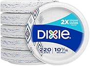 Dixie Paper Plates, 10 1/16 inch, Dinner Size Printed Disposable Plate, 220 count (5 packs of 44 Plates), Pack