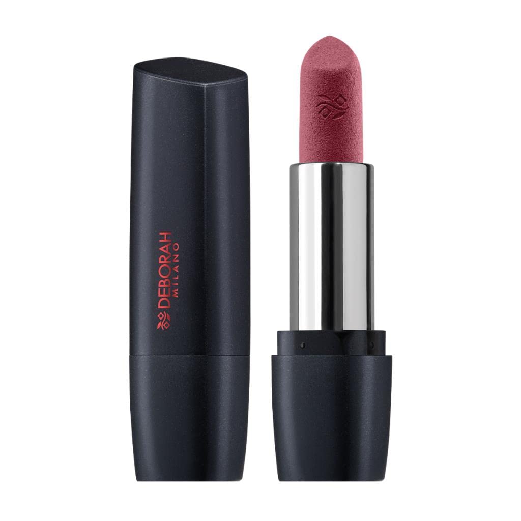 Deborah Milano - Red Mat, Matte Effect Lipstick with Collagen and Hyaluronic Acid, 17 First Kiss, Nourishing and Emollient Action, Gives Intense and Volumized Long Lasting Lips, 4.5 g