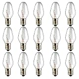 15 Watt Scentsy Bulb, 15 Pack Light Bulbs for Plug-in Nightlight Warmer Wax Diffuser & Candle Warmers, E12 Candelabra Base Long Life Incandescent Bulbs, 120 Volt - Dimmable - Warm White - C7 Shape