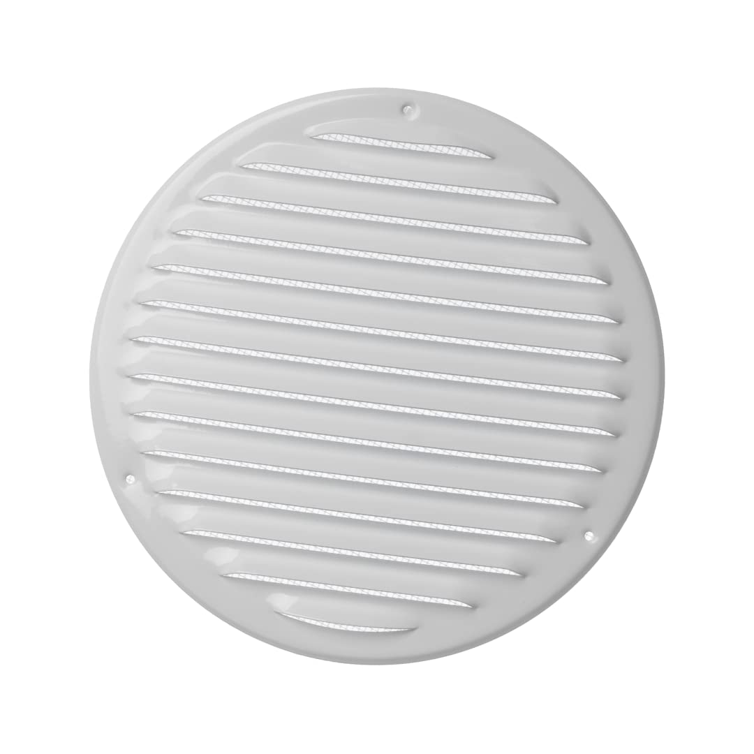 Ø 200mm / 8" inch White Round Metal Air Vent Grille Cover with Insect Mesh - Ventilation Cover