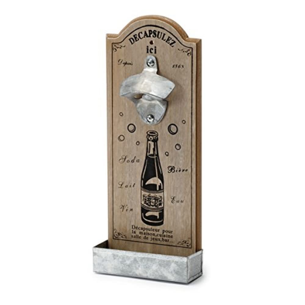 Pajoma 15351 Holzboard Bottle Opener with Tray DECAP Natural/Brown