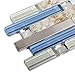 TST Glass Inner Conch Tile Beach Style Blue Cream White Brushed Steel Art Mosaic Kitchen Backsplash Bath Decor TSTNB06 (1 Sample [4'' x 12''])