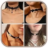 YKNTGIAO 4 Pcs Choker Necklace For Women Black Adjustable Layered Velvet Leather Lace Collar Necklace Goth Jewelry Gifts