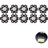Cleiscry 10pcs 3W UV LED Ultraviolet Bulbs Lamp Chips 365nm 370nm High Power Light Bead (3W LED with 20cmm PCB)