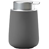 Zone Denmark Soap Dispenser in Elegant Grey- Porcelain Stylish and Functional Bathroom Accessory - 3.93"x3.93"x5.51" inches