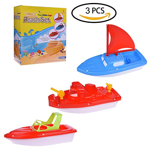 Children's Summer Beach Water Toys 3pc Yachat, Speed Boat, Sailing Boat, Aircraft Carrier, Fisher Toy Set for Birthday Party, Halloween, Christmas