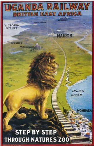 Fingerprints Vintage Train & Rail Poster Uganda Railway VTARP007 Canvas A3 Size