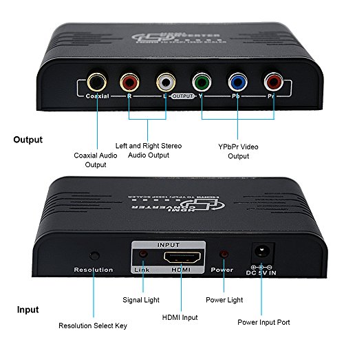 HDMI to 1080P Component Video (YPbPr) Scaler Converter,LinkS HDMI to Component Support Coaxial Audio Output and R / L Audio - Thumbnail 6