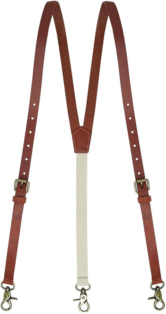 Buy Lawevan Men Light Brown Genunie Leather Suspender With Elastic
