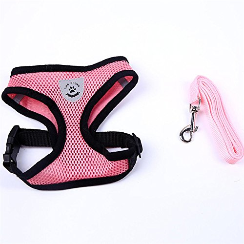 Simayixx Vest Mesh Harness and Leash for small dogs&cats, Adjustable and comfortable (M, Pink)