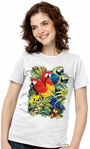 SolarTees Women's Majestic Macaws Solar Color Changing Tee LG White