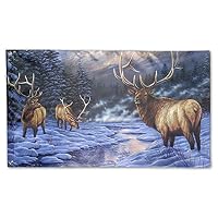 Colby Keats Elk In The Snow Garden Lawn Flags Indoor Outdoor Decoration Home Banner Polyester Sports Fan Flags 3 X 5 Foot