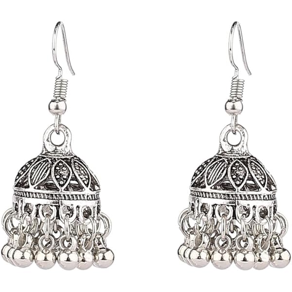 Vintage Jhumki Earrings Vintage Tassel Jhumki Earrings For Women - Ethnic Gypsy Indian Style, Hook Closure Unbranded Hook Tassel Fashion Earrings - Foto 6