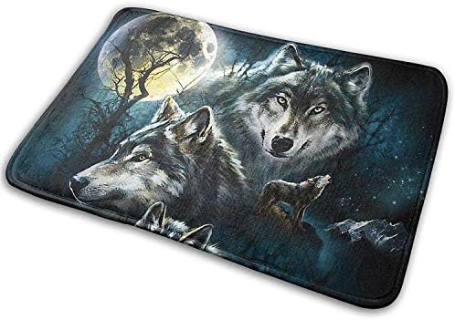 ESLAMUCHS Wolf Family Moon Night,Pineapple Comfy,Anti-Slips,Bath Living Room Kitchen Outside,Floor Mats Rug Pads Carpet