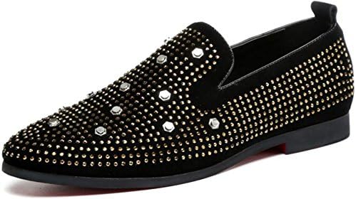Men's Charisma Wingtip Slip-on Loafer Nightclub Shoe Black Wedding Moccasin Flats Shoes (10)