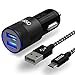 ONSON Car Charger,Dual Port USB [3.1A, 2 Ports] Car Charger+3FT Micro USB Cable Combo for Samsung Galaxy S7 Edge/S7/S6/S5,LG,Motorola, HTC Phone and More (Black)