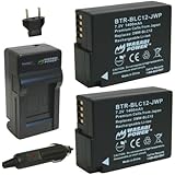 Wasabi Power Battery (2-Pack) and Charger for Panasonic DMW-BLC12, DMW-BLC12E, DMW-BLC12PP and Panasonic Lumix DMC-FZ200, DMC-FZ1000, DMC-G5, DMC-G6, DMC-GH2
