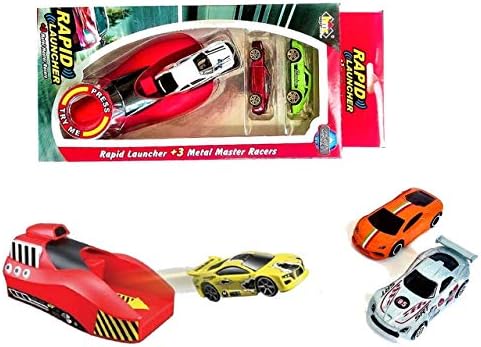 Akrobo Rapid Launcher Playset Toy with 3 Die Cast Metal Stunt Car for Kids (Multicolor)