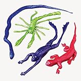 Lot Of 12 Large Assorted Reptile And Insect Stretchy Sticky Toys