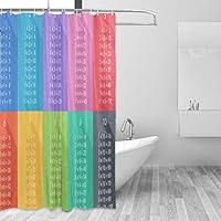LUCASE LEMON ALEX Multiplication Table Shower Curtain Set for Home Decor Polyester Waterproof Fabric Bathroom Accessories with 12 Hooks, 72"(W) x 72"(H) Inch