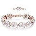 GULICX Women's Crystal Cubic Zirconia Rose Gold Plated Vintage Style Dual Layer Pear Drop Bracelet 7.5
