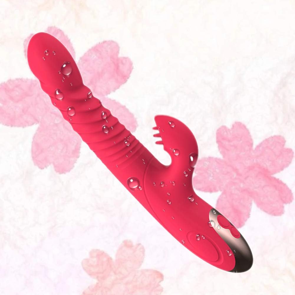 Rotating & Thrusting Large Size Rabbit Toys with 12 Speeds，Medical Silicone Waterproof Rechargeable Cordless Massage Wand