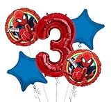Spiderman Balloon Bouquet 3rd Birthday 5 pcs - Party Supplies