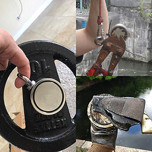Fishing Magnet Double Sided, 780lbs (354 KG) Pulling Force Super Strong Rare Earth Neodymium Round Magnet with 33 ft Rope & Glove, for Magnetic Fishing, River, Salvage, 2.64" Diameter - Thumbnail 5