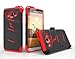 Zizo Bolt Cover For Galaxy Amp Prime | Galaxy J3 [.33mm 9H Tempered Glass Screen Protector] Dual-Layered [Military Grade] Case Kickstand Belt Clip-Red/Black
