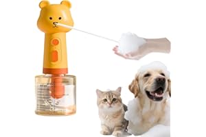 PTWSF Electric Dog Shampoo Dispenser Dog Shampoo Sprayer Duck Shampoo Foamer for Pet, Foaming Soap Dispenser for Bathtub, Kitchen Sink Cleaning (Yellow)