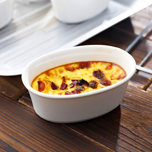 image for Sweese 506.001 Porcelain Ramekins 6 Ounce Souffle Dishes, Oval Ramekin