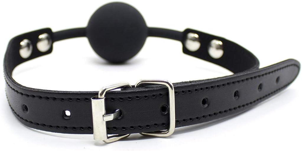MyCHIC PU Leather Buckle Strap Silicone Mouth Ball Open Mouth Gag for Men Women
