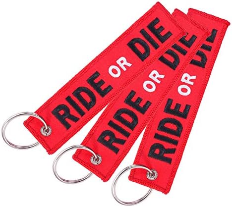 Double Sided Embroidered Embroidery Needlework Sewing Key Chain Keychain Keyring Ride Or Die for Car and Luggage Tags Protector Sp1498