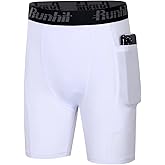 Runhit Youth Boys' Compression Shorts,Boys Performance Athletic Base Layers Underwear Sports Shorts Side Pocket