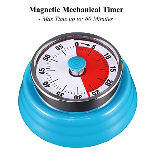 AIMILAR Magnetic Mechanical Timer 60 Minute Visual Kitchen Countdown Timer With Alarm for Cooking Baking Sports Kid (Blue) - Thumbnail 2