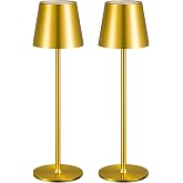 Zoeger 2 Pack Cordless Table Lamp,Portable LED Desk Lamp, 6000mAh Battery Operated, 3 Color Stepless Dimming Up, for Restaura