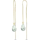 Galaxy Gold GG 14k Solid Gold Green Amethyst Thread Earrings